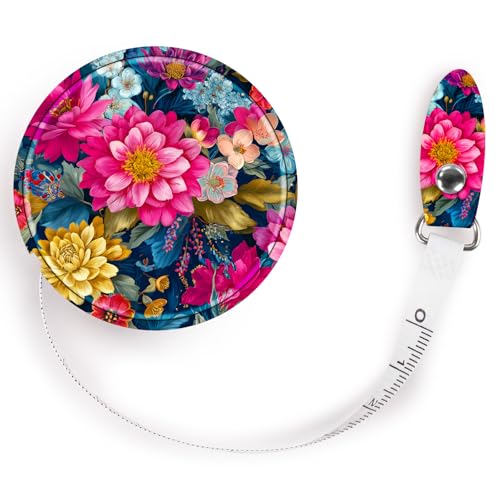 Retractable Mini Leather Tape Measure, Auto Retract Flowers - color: Colorful Flowers