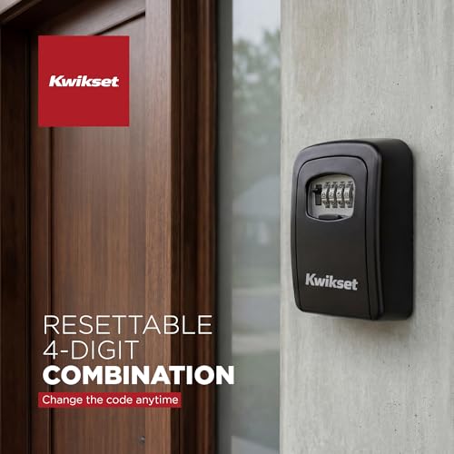 Kwikset Wall Mount Key Storage Lock Box, Combination, 3-9/16", Black