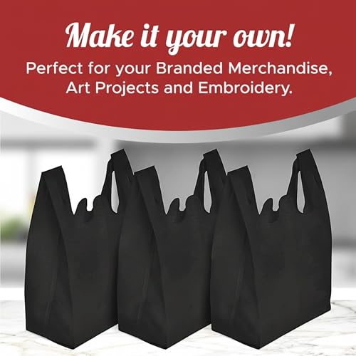 Simply Cool 200 Pack Reusable Grocery Bags, T-Shirt Tote Bags Bulk, Black - color: Black