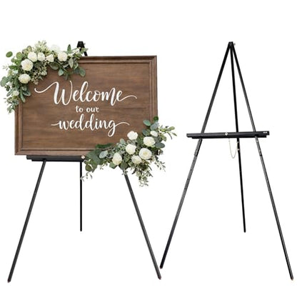 DJAR 63" Wooden Easel Stand for Sign, Adjustable Height, Black - color: Black, size: 1pc