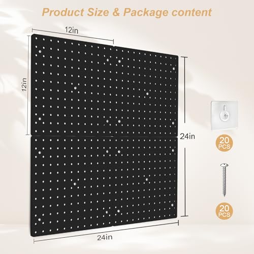 FZK Plastic Pegboard Wall Organizer Kit, 12x12, 4 Pack, Black - color: 12inch-Black