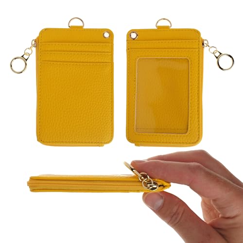 MONDO DESIGNS 2-in-1 ID Badge Holder Lanyard Wallet - Yellow - color: Yellow