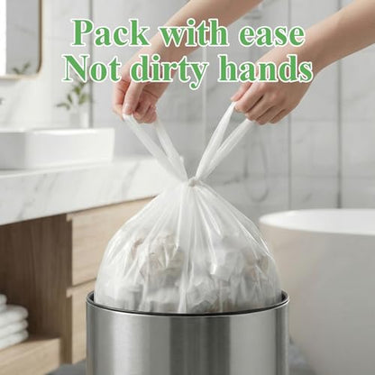 3 Gallon Small Trash Bags Bathroom Biodegradable With Handles - color: Bio-3Gal-White100