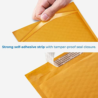 Golden Kraft Bubble Mailers 5x10 inch - 250 pack, Self-Seal Cushioning Padded Envelopes #00 | Small Business eCommerce shipping jewelry, makeup, cosmetics, accessories, and more - MADE IN USA - size: #00 - 5" x 10"