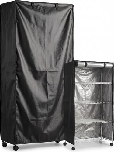 STARVAST Wire Shelf Cover, 210D Heavy Duty Silver-Coated Oxford Fabric, Dustproof, Heat Insulation, Wire Standing Shelving Covers with Zipper, Outdoor Storage Wire Rack Covers, 36" W x 18" D x 72" H