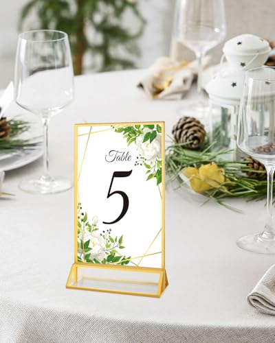 24 Pack 5x7 Gold Acrylic Sign Holders, Double Sided Picture Frame Stands