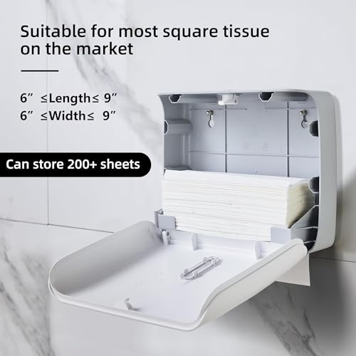 Commercial Paper Towel Dispenser Wall Mount with Key Pack of 2 Plastic 10⅞” Length X 8¼” Height X 3¾” Depth for Restroom - color: White