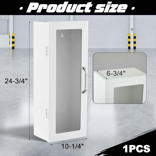 Zonon 1 Pcs 10lb Fire Extinguisher Cabinet Wall & Surface Mount, White - color: White