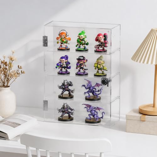CHONOVO 4 Tier Acrylic Display Case, Clear Countertop Cabinet with Lock - size: 4 Tier