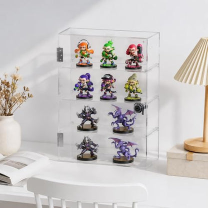 CHONOVO 4 Tier Acrylic Display Case, Clear Countertop Cabinet with Lock - size: 4 Tier