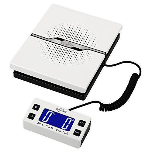 Weighmax W-8809 150 lbs x0.1oz Digital Shipping and Postal Scale with Extended Display, White, Battery and Ac Adapter Included - color: White