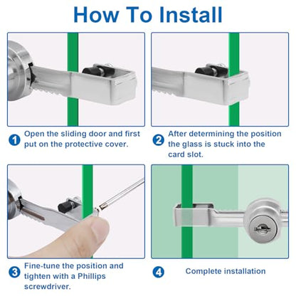 8 PC Sliding Glass Door Lock, Chrome Finish
