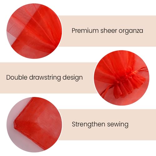 Meowoo 100PCS Organza Bags (3x4inch, Red) - color: red-3x4in-100p, size: 3x4in