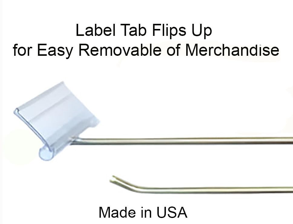 10 FSAWL6 6" Flip Scan Metal Peg Board Hooks W/Label Holder