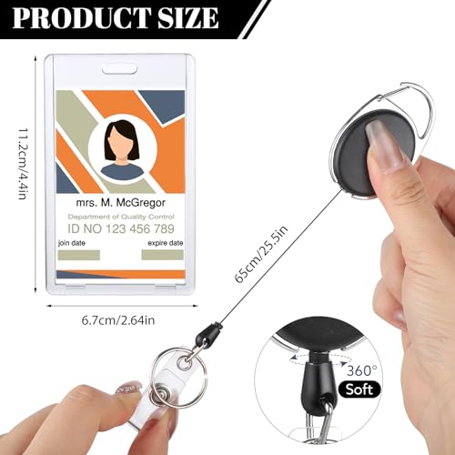 5 Pack Retractable Badge Reel Set with Clear Vertical ID Holders - style: 5 Set Acrylic Material