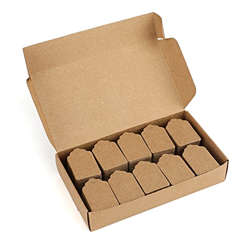 jijAcraft 1000Pcs Price Tags, Brown Clothing Tagsfor Retail, Small Kraft Blank Tag for Labeling Price, Size, Number, Writable Price Tags for Business Supplies Selling Jewlry, Clothes (2" X 1.3") - color: Brown-blank