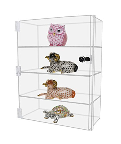 Marketing Holders Acrylic Locking Vertical Cabinet with Keys 12" x 6" x 16" Clear Tall Countertop Locker One Piece No Assembly with Swinging Door for Retail Merchandise - size: 12"W x 6"D x 16"H