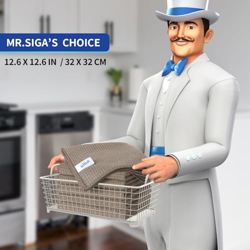 MR.SIGA Waffle Pattern Microfiber Cleaning Cloths, 6 Pack, Sandy Brown - color: Sandy Brown