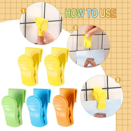 AmazingSpark 15 Pcs Gridwall Accessories Grid Wall Hooks Clips, Colorful - color: Colorful