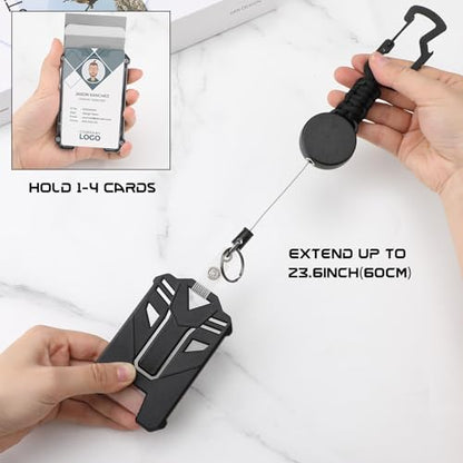 2 Pack Heavy Duty Retractable Badge Reel with Hard Id Holder - style: 2 Set Tactical Badge Holder