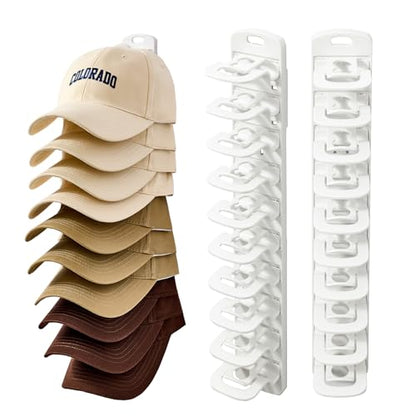 MACOPRO Hat rack for wall, Hat Organizer for Baseball Caps, White 2 Packs - color: 2Packs-White