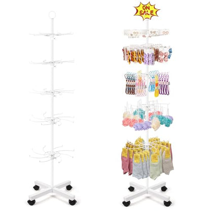 Flenpptly Retail Display Stand, 5-Tier Rotating Display Rack, White - color: White