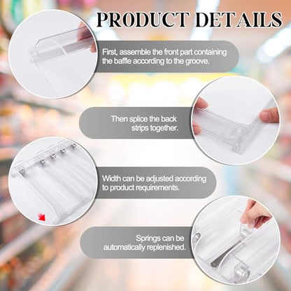 Wesiti 9 Pcs Spring-Loaded Shelf Pusher Kit for Retail Adjustable 12'' W x 24'' L Automatic Retail Display Organizer Snack Dispenser for Supermarket Store Pharmacy Gondola Shelf - size: 60.5cm × 30cm, style: Style 1