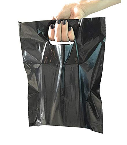 BLACK PLASTIC MERCHANDISE STORE BAGS, different sizes 9"x12", 12"x15", 15"x18" PACKS of 100/200/500 Retail Product Bags I 100% Recyclable - size: 12"x15"