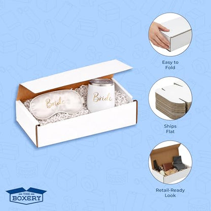 The Boxery Small White Shipping Boxes, 7x4x2-inch Corrugated Cardboard Mailer Box for Moving, Storage, Gifting, and Small Business, 50 Pack - size: 7"x4"x2"