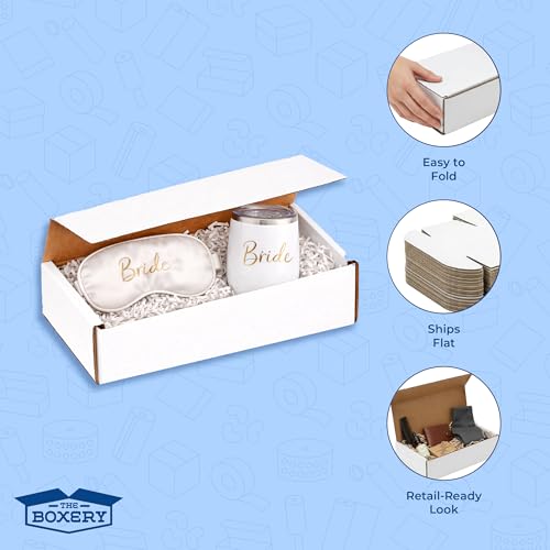 The Boxery Corrugated Mailers White Tuck Shipping Boxes (7x4x3) - size: 7x4x3