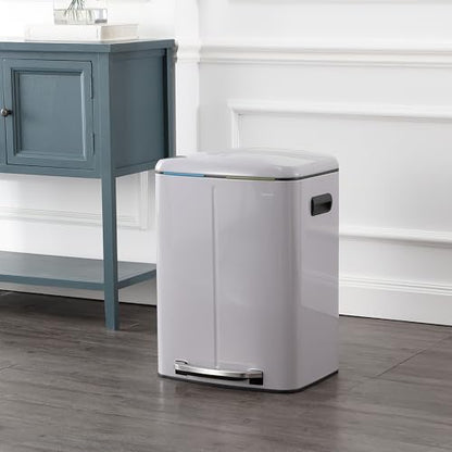 happimess Marco 10.6 Gal Double Bucket Step Trash Can, Gloss Gray - color: Fog Gray