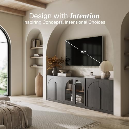 BELLEZE Bijou 3-Piece Modular Sideboard Buffet Cabinet - Ebony - color: Bijou Ebony Abb