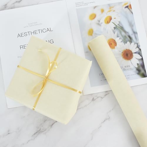BEISHIDA Khaki Gift Wrapping Paper Roll, 15in X 32ft Kraft Bulletin Board Paper Gift Wrap for Christmas Mother's Day Valentine's Day Graduation, Flower Wrap - color: khaki