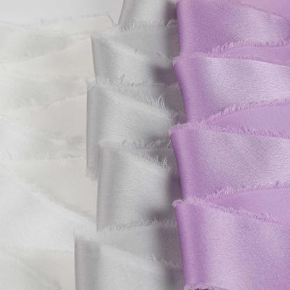 Silk Satin Ribbon 1-1/2 Inch x 30 Yards Ivory & Light Purple & Gray - color: Ivory& Light Purple& Gray