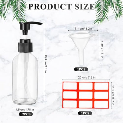 Fumete 2 Pack Glass Spray Bottles 4oz,Clear, Black Top,Pump Bottle - color: Clear, Black Top, style: Pump Bottle