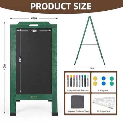 Magnetic Portable A-Frame Chalkboard Signs, 40" × 20", Green - color: A-portable-green