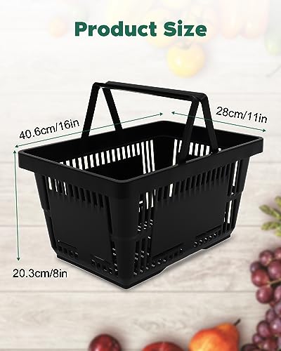 12PCS 21L Shopping Basket With Plastic Handles, Portable Grocery Basket