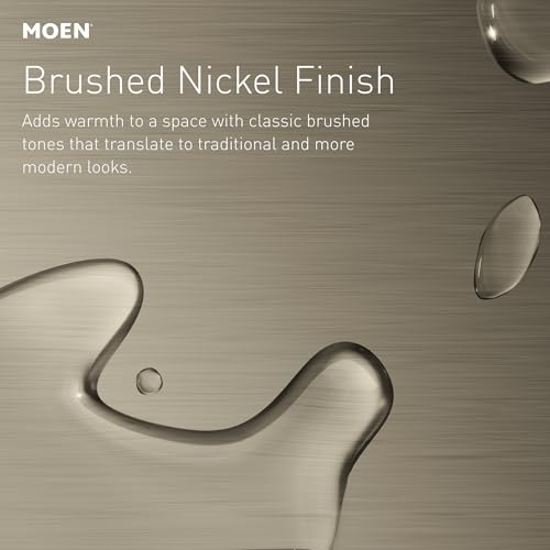 Moen Preston Collection Spot Resist Brushed Nickel Single Post Toilet Paper Holder, Wall Mounted Toilet Roll Holder, DN8408BN - color: Brushed Nickel, size: 2-3/8 x 6-1/2 Inch