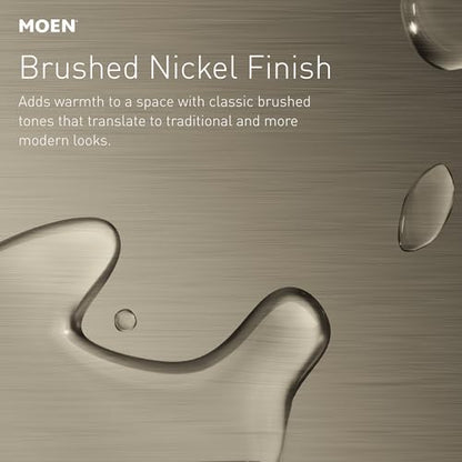 Moen Preston Collection Spot Resist Brushed Nickel Single Post Toilet Paper Holder, Wall Mounted Toilet Roll Holder, DN8408BN - color: Brushed Nickel, size: 2-3/8 x 6-1/2 Inch