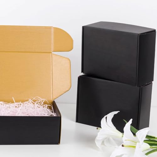 24 Pack 9x8x2 Inches Black Shipping Boxes, Corrugated Cardboard Mailer Box - size: 9''x8''x2''