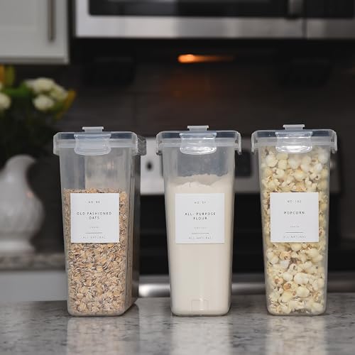 Pantry Labels for Food Containers 179 Labels Set | Pre-Printed Stickers | 2 Sizes | |Best by Date |Waterproof Pantry Stickers for Minimalist Kitchen Organization, Jars and Bottles
