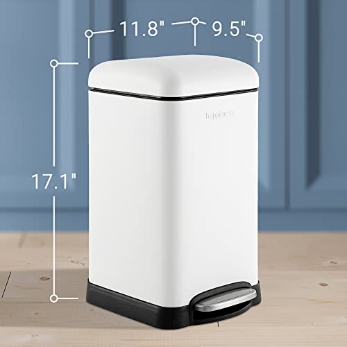 happimess Betty Retro Mini 3.2 Gal Step Trash Can, Cotton White - color: White