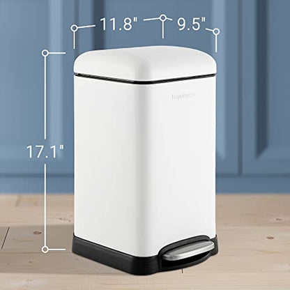 happimess Betty Retro Mini 3.2 Gal Step Trash Can, Cotton White - color: White