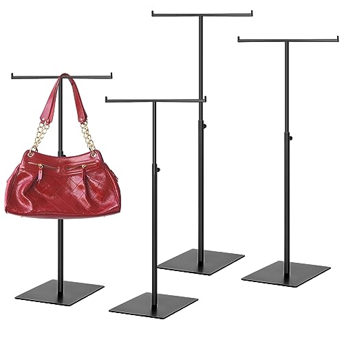 Leinuosen 4 Pcs Tabletop Purse Display Stand Metal T Bar Display - color: Black
