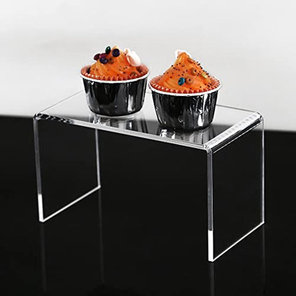 CLAY TONIC 2-PC Large Clear 5mm Thick Acrylic Display Risers, 8x4x4.5 IN - size: 8''x 4''x 4.5''