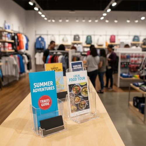Azar Displays, 252922, Counter Brochure Holder for Trifold Flyers, Business Card or Gift Card Attachment, Advertisment Retail Display Stand, Countertop Literature Organizer, Acrylic, Clear, 10-Pack - size: 10-Pack, style: Business Card Pocket