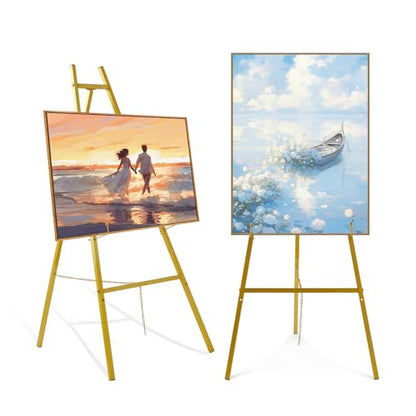 57" Gold Easel Stand for Sign, Heavy Duty Metal Floor Display Easel - size: 57