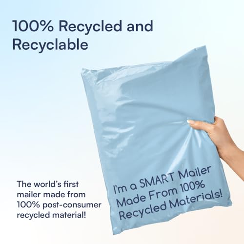 100 Count, 10x13 inch 100% Recycled Poly Mailers Eco Friendly Packaging Envelopes Supplies Mailing Bags 2.5 Mil Thick - SMART Mailer - size: 10"x13" (100 Mailers)