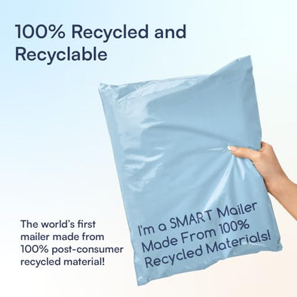 300 Count, 10x13 inch 100% Recycled Poly Mailers Eco Friendly Packaging Envelopes Supplies Mailing Bags 2.5 Mil Thick - SMART Mailer - size: 10"x13" (300 Mailers)
