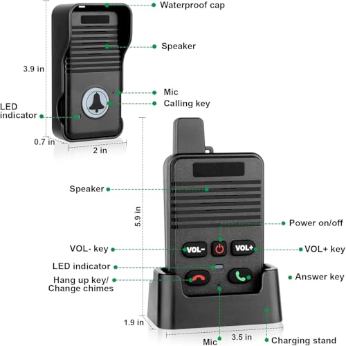 Doorbells, Full Duplex Intercom Long Range Wireless Door Bell - size: 1Transmitter+2 Receiver